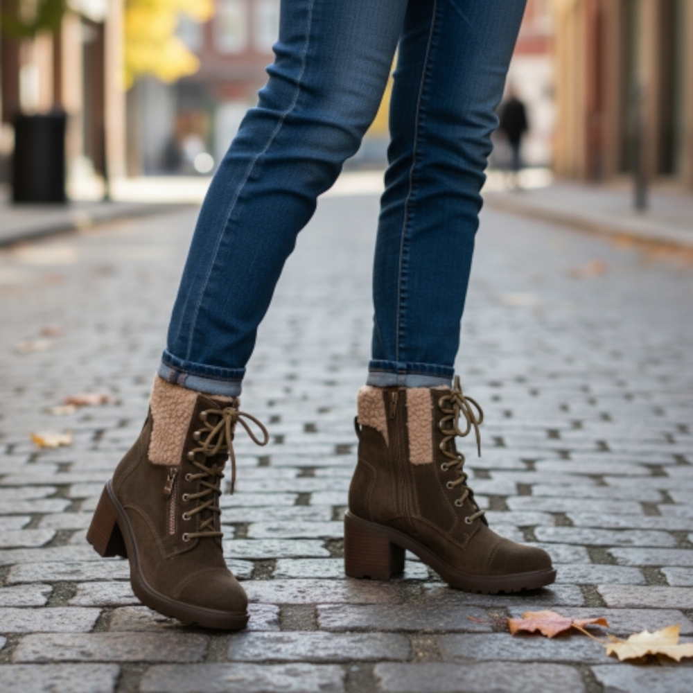 Marc Fisher Lansly Brown Suede Lace-Up Ankle Booties Size 7